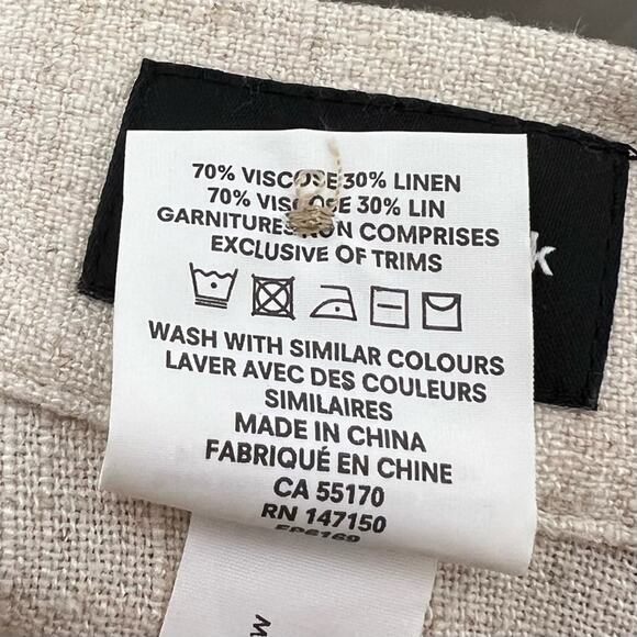 FRANK & OAK / oatmeal tan linen blend button front midi skirt / XS - Picture 6 of 7